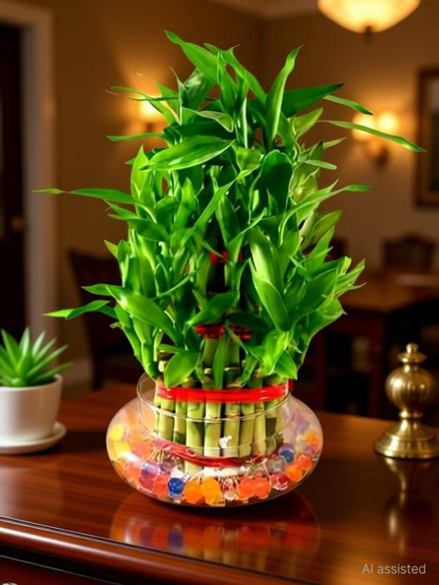 Real Nature Three Layer Bamboo Plant(Hybrid, Pack of 1)