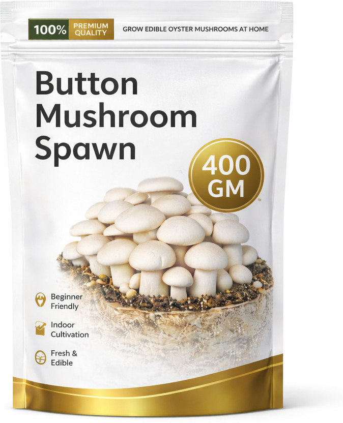 ITU Button Mushroom Spawn/Seed, | Easy Home Farming | High Yield Organic Kit Seed(400 g)