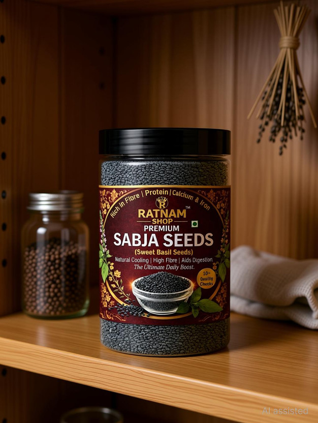 Ratnam Shop Premium Sabja Seeds (Basil Seeds) – Natural & Pure | Cooling Superfood Seed(150 g)