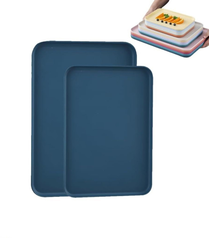 Sugalsu Fast Food Trays Bulk Wheat Straw Cafeteria Trays Colorful Serving Platter Tray(Pack of 2)