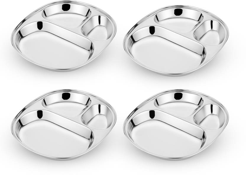 KITCHEN CLUE 304 Grade Stainless Steel Dinner Plates Compartment Plate kitchen-clue-304-grade-stainless-steel-dinner-plates-compartment-plate