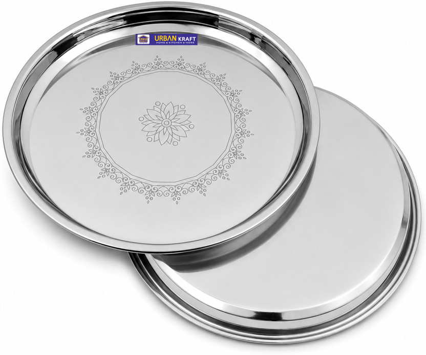 urban kraft Plate Set Steel Plate Dinner Plates 26.5 cm Pack of 2 Lunch Plate Dinner Plate(Pack of 2)