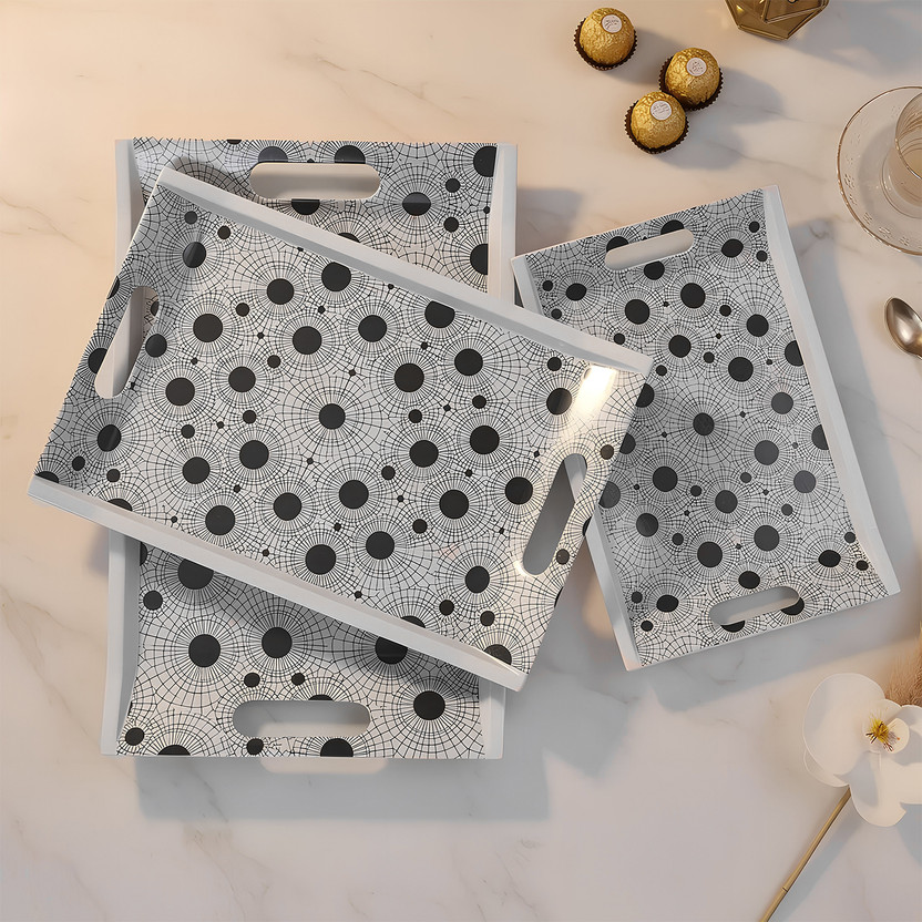 UPC Melamine Serving Tray, Leaf Set of 3 (Small, Medium and Large Size) Tray(Pack of 3, Microwave Safe)
