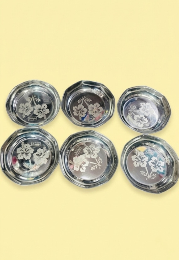 Gky global New stainless steel Rice plat, Nashta plat,poha plat daily useful. Rice Plates(Pack of 6)