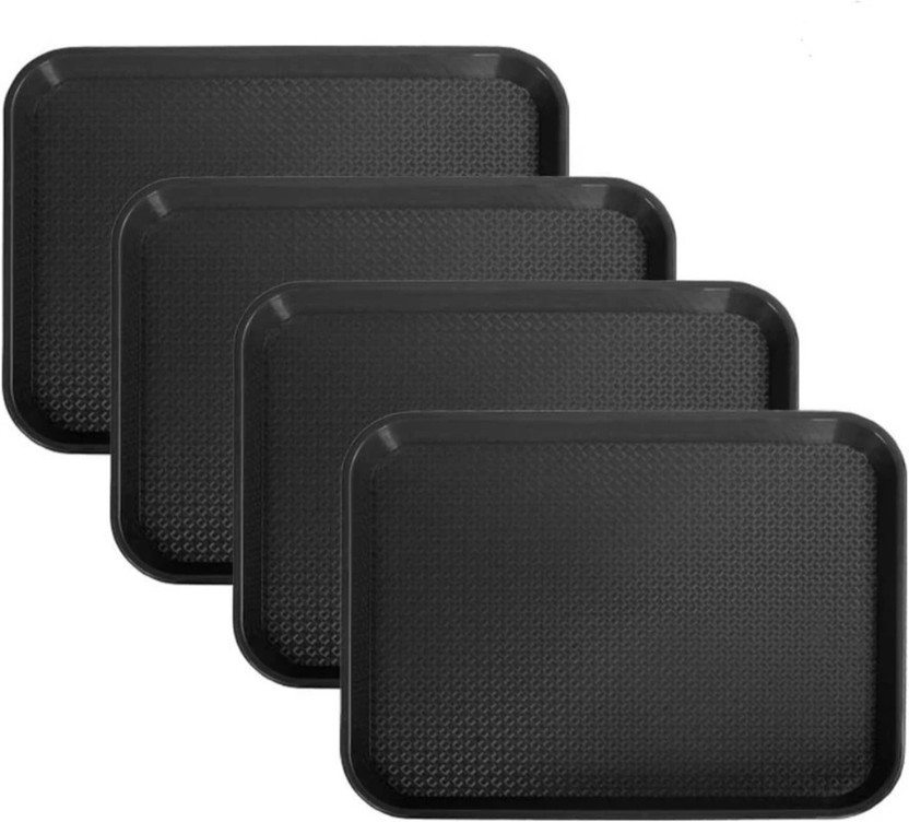 DSRPC Plastic Serving Tray Set, Cafeteria Fast-food Serving Platter Set of 4 Pcs Tray(Pack of 4, Microwave Safe)