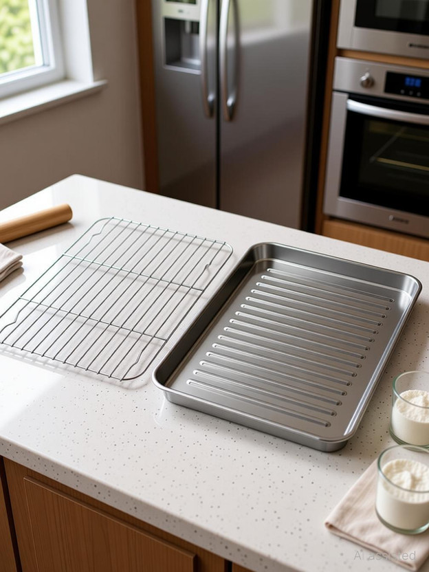 Yopple Oven Tray and Rack Set, Stainless Steel Broiler Baking Pan with Cookie Sheet Baking Dish(Microwave Safe)