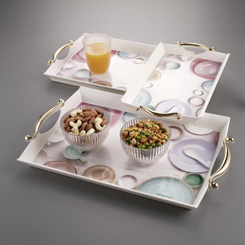 NAYASA NAYASA Regency Plastic Serving Tray Set of 3 (Small, Medium, Big) Tray(Pack of 3) - Flipkart Deal
