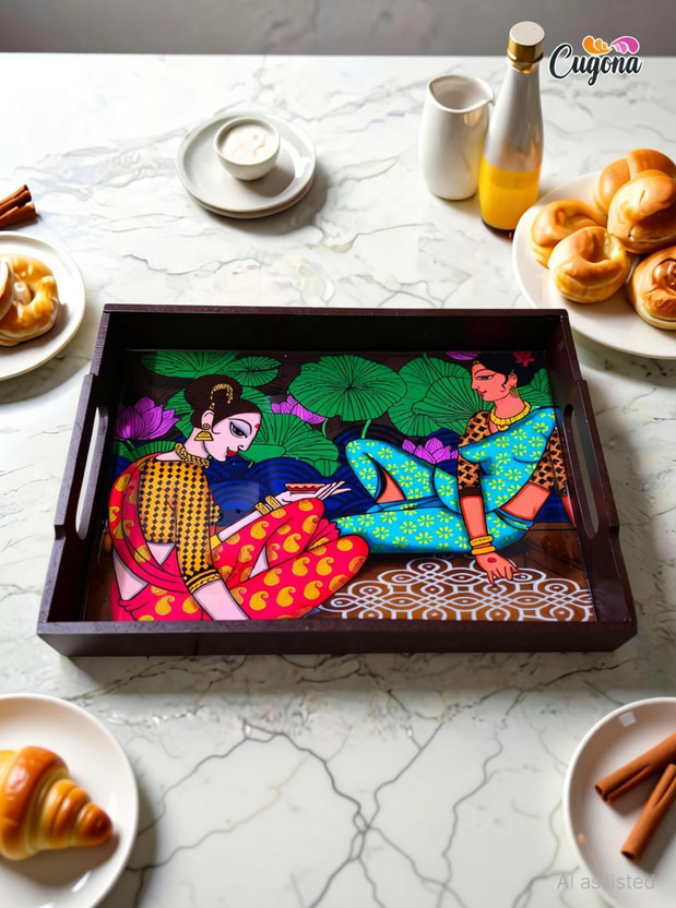 cugopna cugopna Wooden Serving Tray 12x8inch Wooden serving Tray for kitchen Glossy Tray - Flipkart Deal