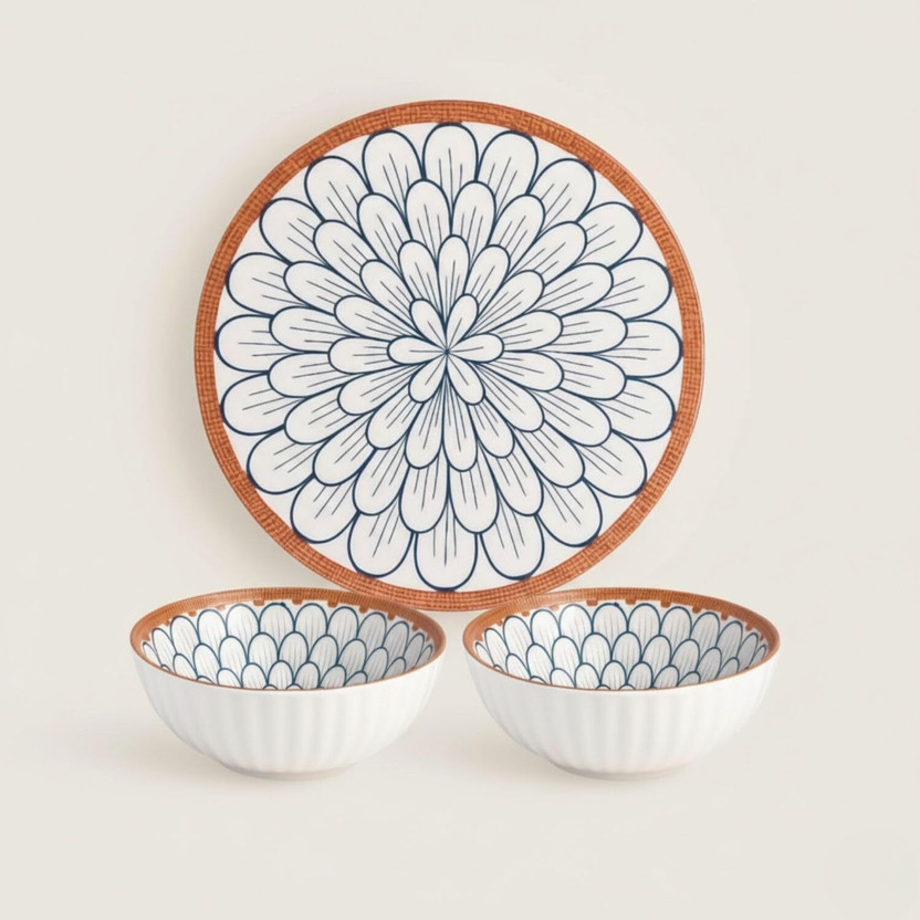 Simois Simois Japanese Ceramic Dinnerware Set Bowls and Plate Microwave Safe Dinner Plate(Pack of 3, Microwave Safe) - Flipkart Deal