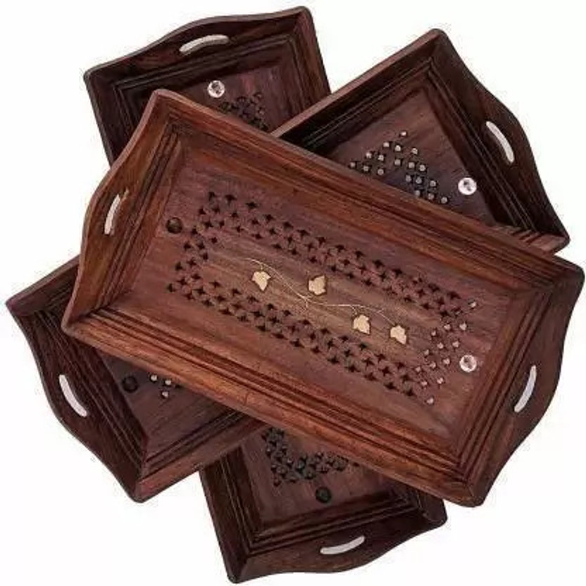 DECORASIA DECORASIA Beautiful Handmade antique wooden Tray(Pack of 3, Microwave Safe) - Flipkart Deal