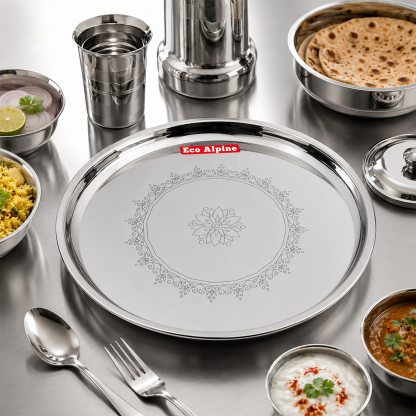 Eco Eco Alpine Appliances Plate Set Steel Plate Dinner Plates 31.5 cm Pack of 4 Plates for Dinner Dinner Plate(Pack of 4) - Flipkart Deal