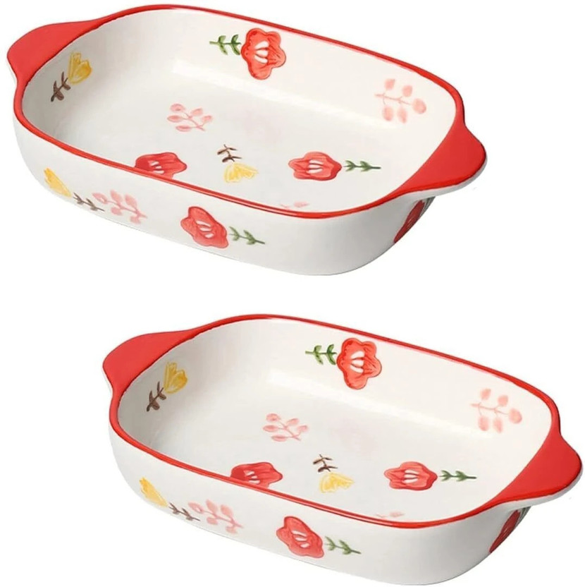 olwick Rectangular Ceramic Baking Dishes, Casserole Dishes for Oven, Lasagna Pans Baking Dish(Pack of 2, Microwave Safe)