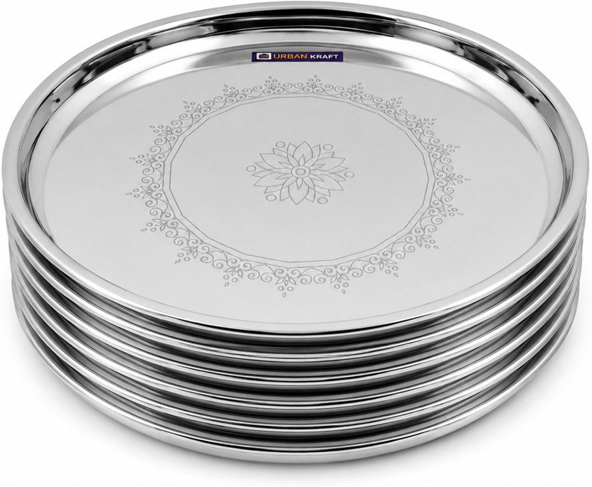urban kraft Plate Set Steel Plate Set 6 Dinner Plates Full Size 26.5 cm Plates Steel Dinner Plate