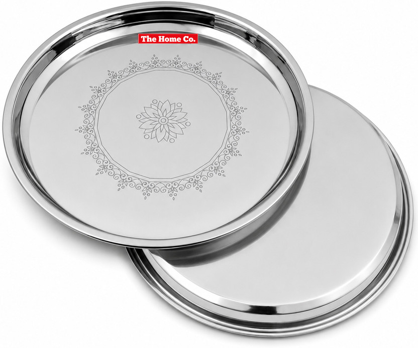 The Home Co Plate Set Steel Plate Dinner Plates 26.5 cm Pack of 2 Lunch Plate Dinner Plate(Pack of 2)