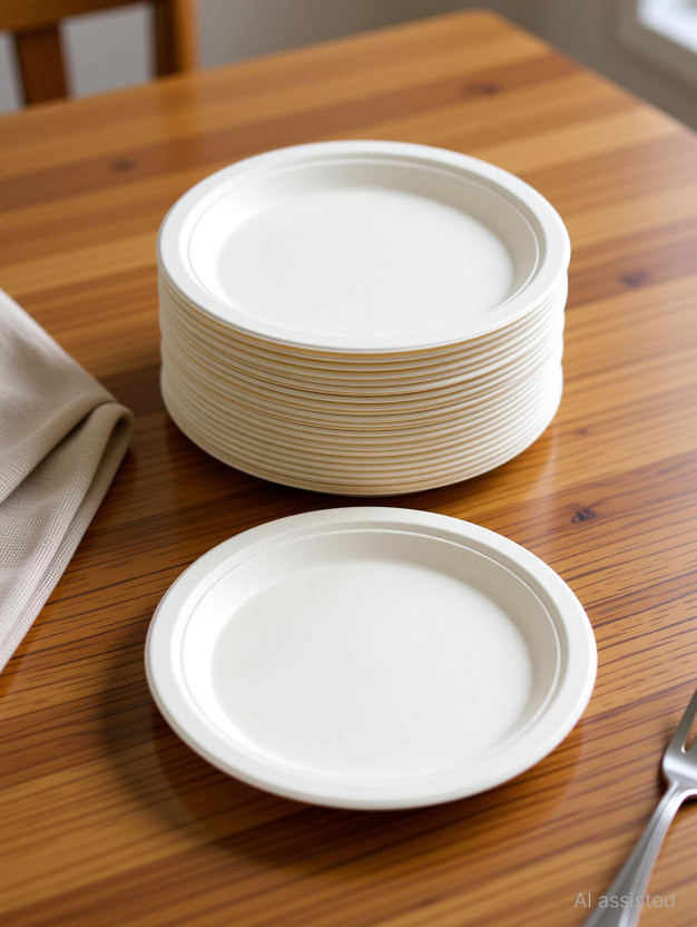 Origami Round 7.5 Inch (19cm) Biodegradable & Eco-friendly Sugarcane Paper Plates Dinner Plate(Pack of 20)