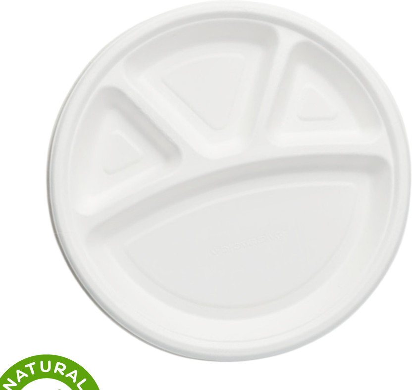 ANJANEY 4 CP Bagasse Plate | Pack of 25 | Eco Friendly | Disposable Plate Dinner Plate(Pack of 25, Microwave Safe)