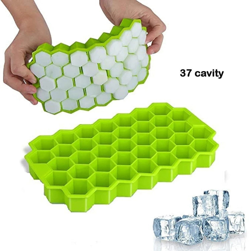 Padchaaya 37 Cavity Ice Cube Tray, Flexible Silicone Shape Honeycomb for Freezer, Reusable Tray(Microwave Safe)