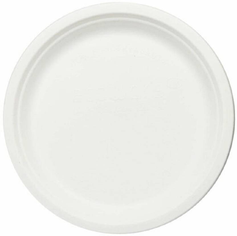 Go Green Sugarcane Bagasse 9 inch Round disposable plate Dinner Plate