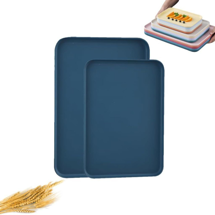 Sugaalsu Wheat Straw Fast Food Trays Bulk Colorful Restaurant Serving Cafeteria Grill_N Tray(Pack of 2)