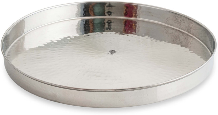 INDIAN ART VILLA Steel Hammered 30 cms Thali Plate Dinner Plate