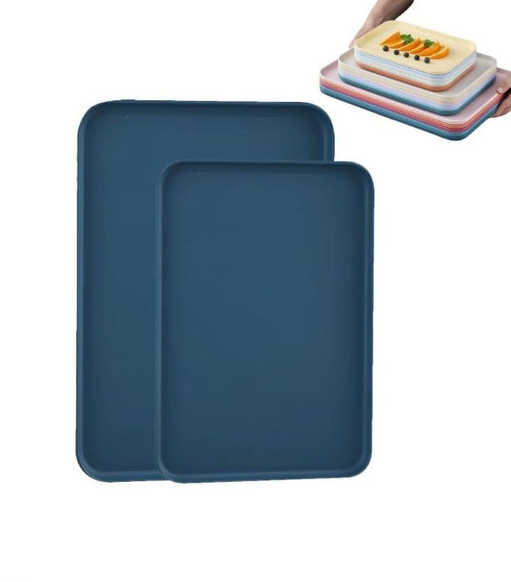 Sugaalsu Fast Food Trays Bulk Wheat Straw Cafeteria Trays Colorful Serving Platter_New) Tray(Pack of 2)