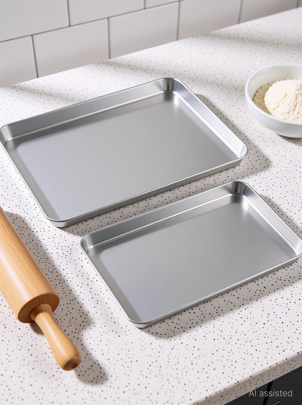 JAYCO Stainless Steel Baking Sheet Bakeware Cookie Pan Tray Set Professional, Set of 2 Baking Pan(Pack of 2, Microwave Safe)