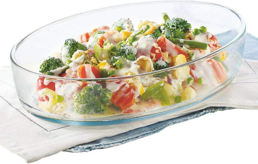 Red-Rubby Oval Borosilicate Glass Baking & Serving Dish | Oven Safe Bakeware Baking Dish(Microwave Safe)