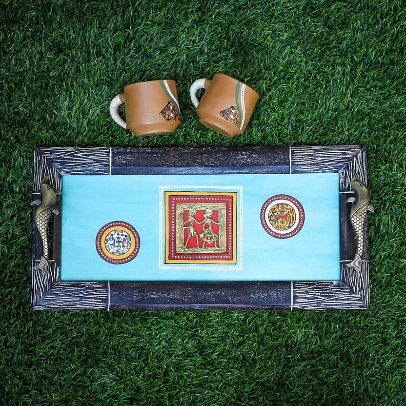 AYESHA KRAFTS Blue Royal Style Serveware Tray Tray Price in India Buy