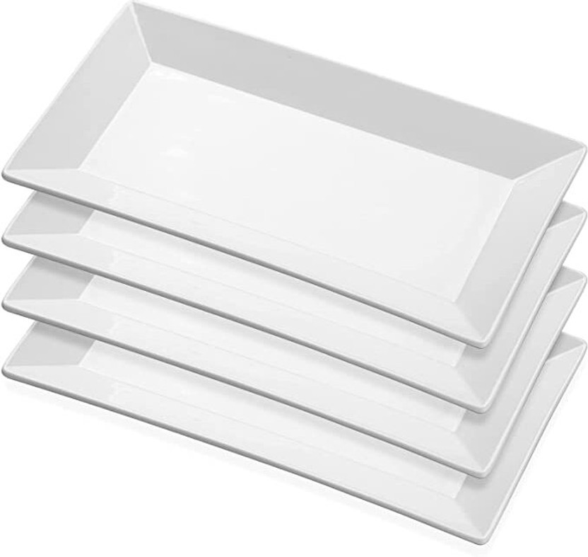 BARCROCK Premium Rectangular Serving Platters Trays for Party Food Appetizer Snack Salads Tray(Pack of 4)
