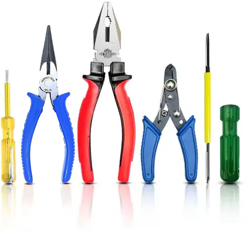 Kshivi 2 in 1 Screwdriver with 8"inch Plier 6 Inch Nose Plier Wire Cutter n Line Tester Combination Screwdriver Set(Pack of 5)
