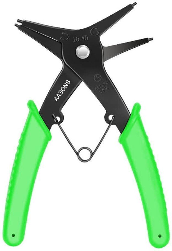 AASONS 2 in 1 Multifunctional Snap Ring Plier 4 Way Type 7" Circlip Pliers Circlip Plier(Length : 7 inch)