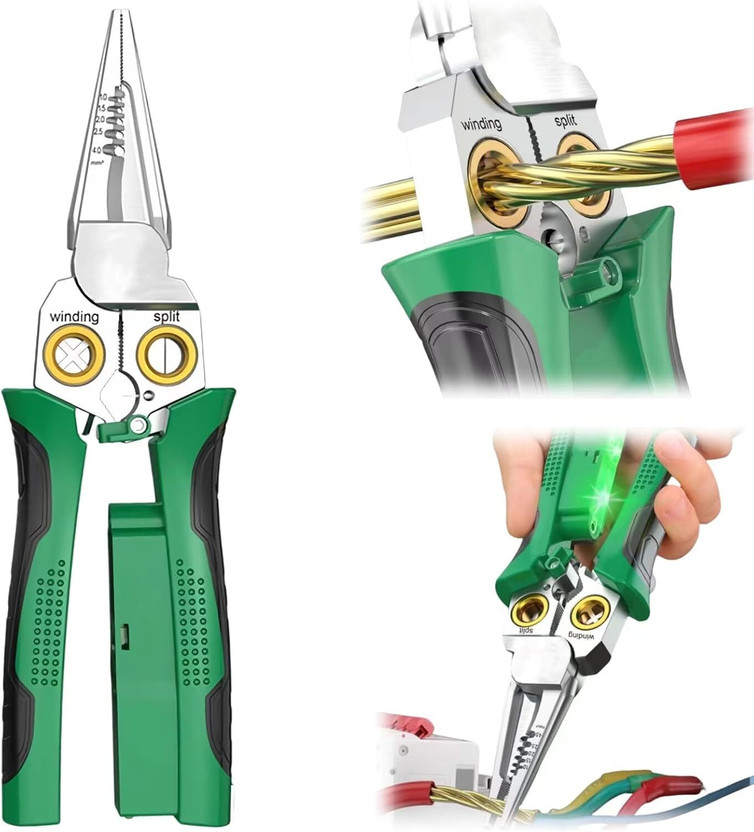 Trending 8 in 1 Wire Stripper with Voltage Tester Electricity Measurement Function Needle Nose Plier(Length : 8 inch)