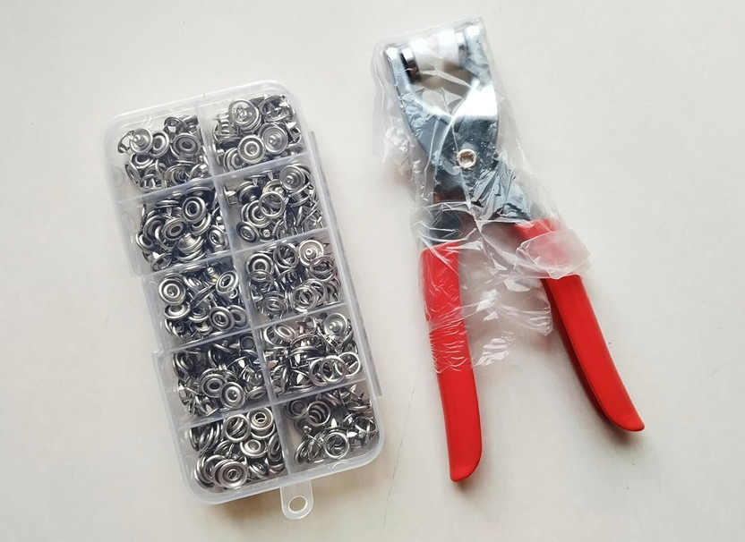 SARVASHVA TRENDS 200pc Thickened Snap Fasteners Kit, Snap Button Fastner, Snap Fastener Plier Punch Plier(Length : 6 inch)