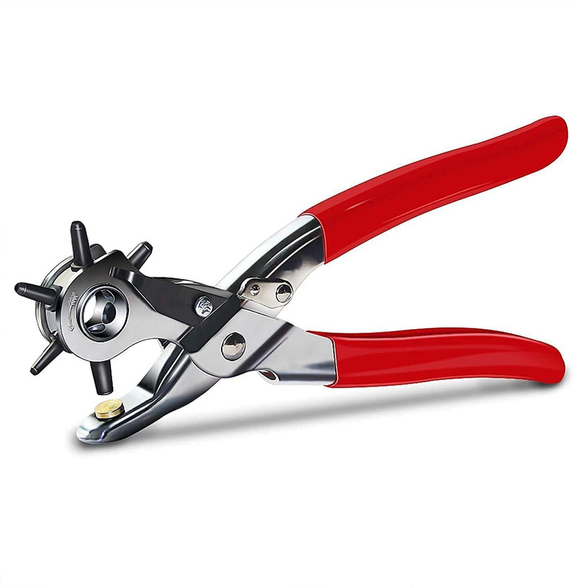 RINMAY Punch Hole Pliers: Stainless Steel Hand Tool with Revolving Heavy-Duty Puncher Punch Plier(Length : 8.66 inch)