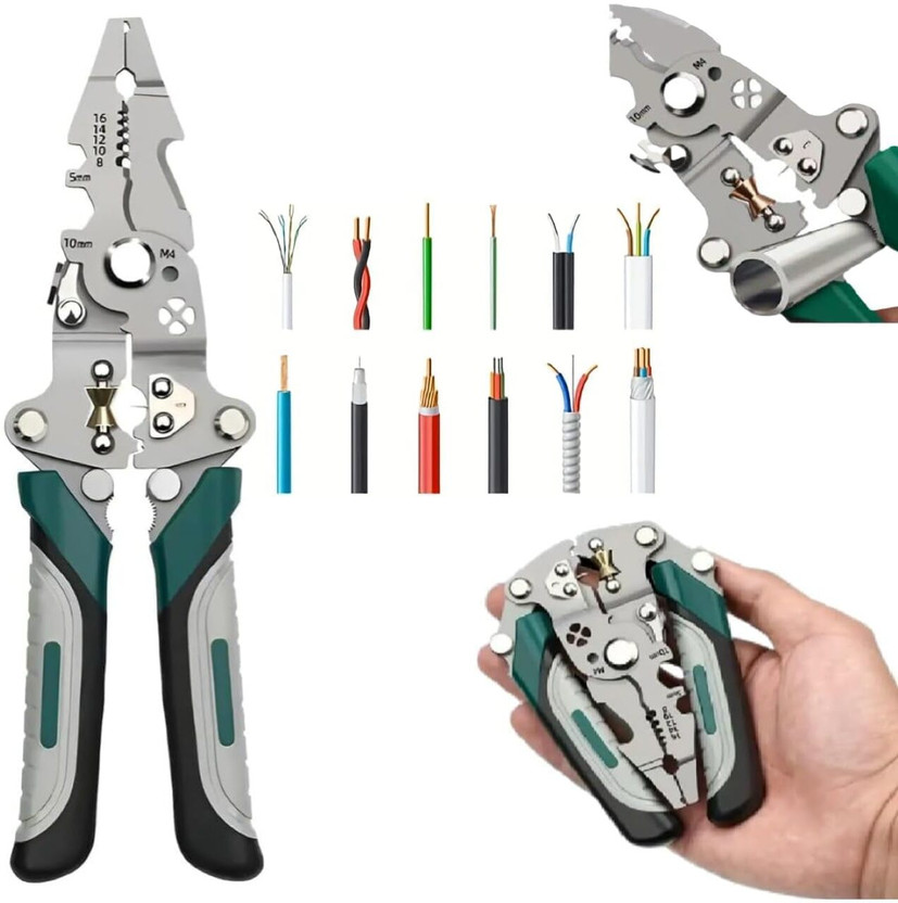 STYLEMBR Multifunctional Foldable Electrical Pliers with Crimper, Cutter & Stripper Multifunctional Foldable Electrical Pliers with Crimper, Cutter & Stripper Wire Cutter
