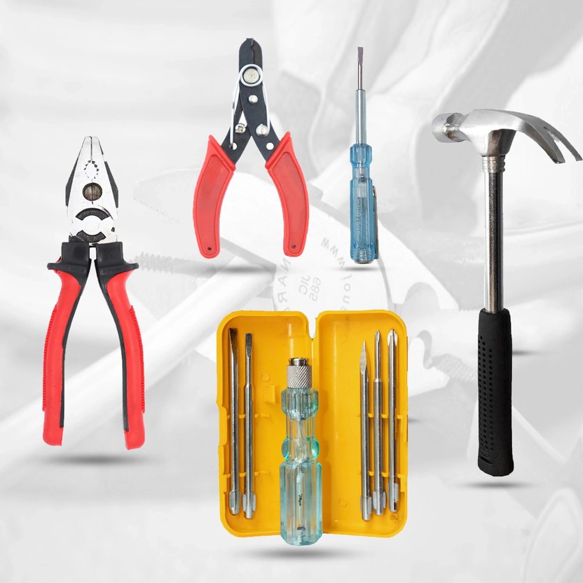 Hillgrove HGCM314M1 Wire Cutter,Line Tester,Hammer and 5in1 Screwdriver Lineman Plier(Length : 8 inch)