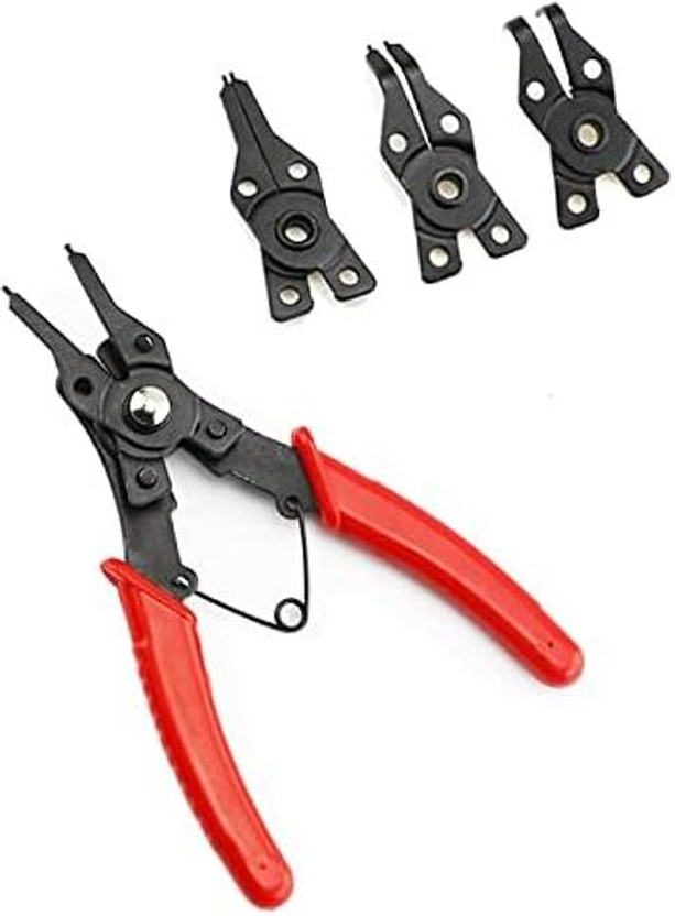 Greva 4 In 1 Snap Ring Pliers Plier Set Circlip Combination Retaining Clip Tool Kits Combination Snap Ring Plier(Length : 6 inch)