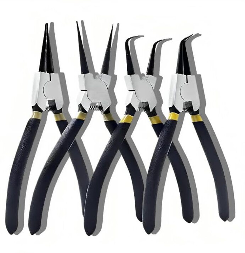 ZIODIC Circlip Plier 7" Set Of 4 Pcs, Internal Bent Nose Circlip Plier Circlip Plier(Length : 7 inch)