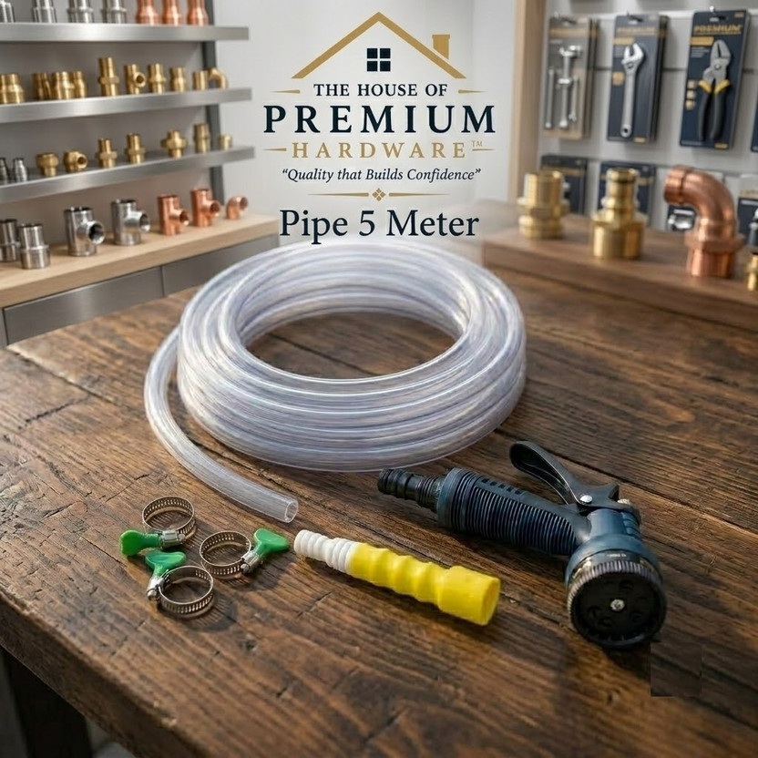 The The House Of Premium Hardware PVC Pipe 5 Meter 0.5 Inch with Connector, Clamps & 8 Way Water Gun Multicolor 15 mm Plumbing Pipe(Plastic) - Flipkart Deal