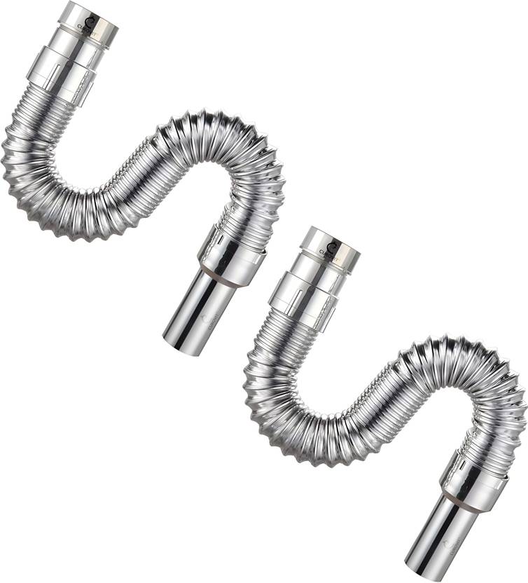 CUROVIT PVC Chrome Plated 11/4" Set of 2 Flexible Drain Waste Pipe for