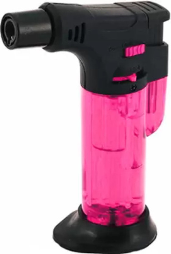 Explorer ® Heavy Jet Flame Lock System &Adjustable Flame Lock With Lighter Stand Windproof Turbo Jet Flame 1300 Times Spray for Kitchen,Candle,Smoking,Diwali Pocket Lighter(Pink)