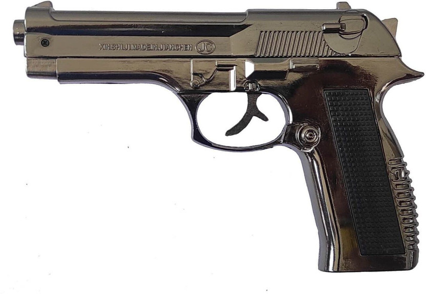 adorrobella FIRST QUALITY 9mm GUN Reffilable Gun Lighter with Barrell pull Back Pocket Lighter(Black)