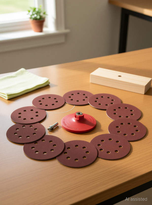 Inditrust 5inch Backing pad with 1pc Adapter and 10pc Sand Paper Wood Polisher(5 inch)