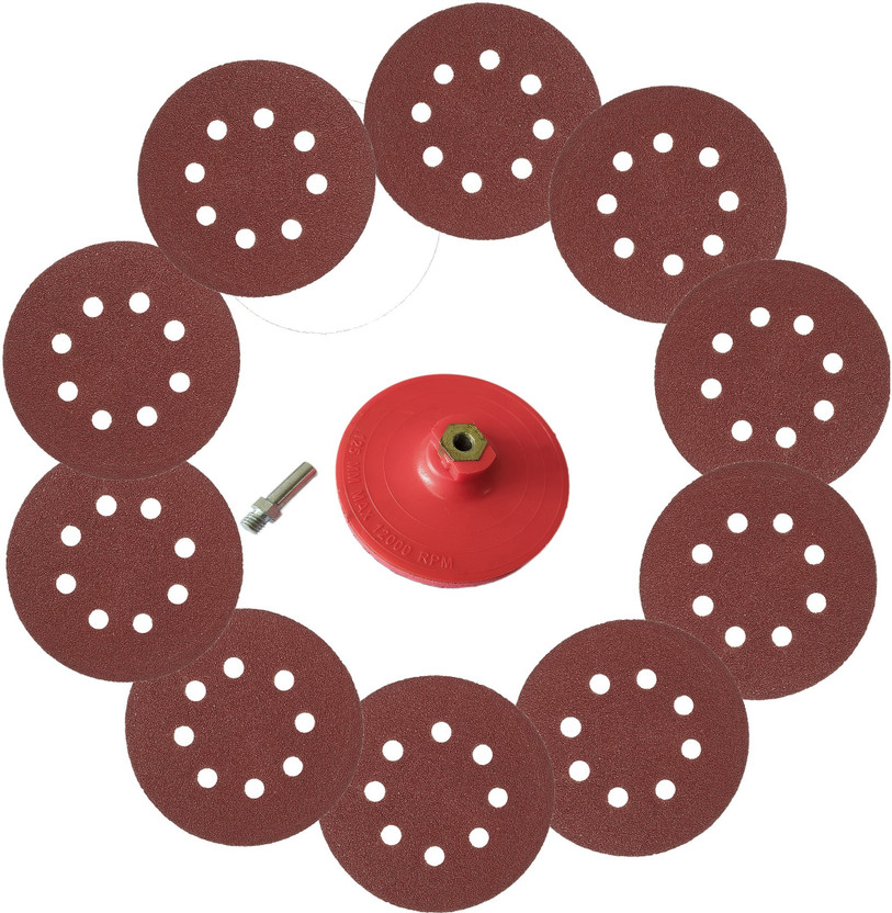 Inditrust 5inch Backing pad with 1pc Adapter and 10pc Sand Paper Wood Polisher(5 inch)