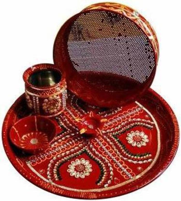 Aaina creations Rajasthani Decorative Handmade Traditional Pooja Thali