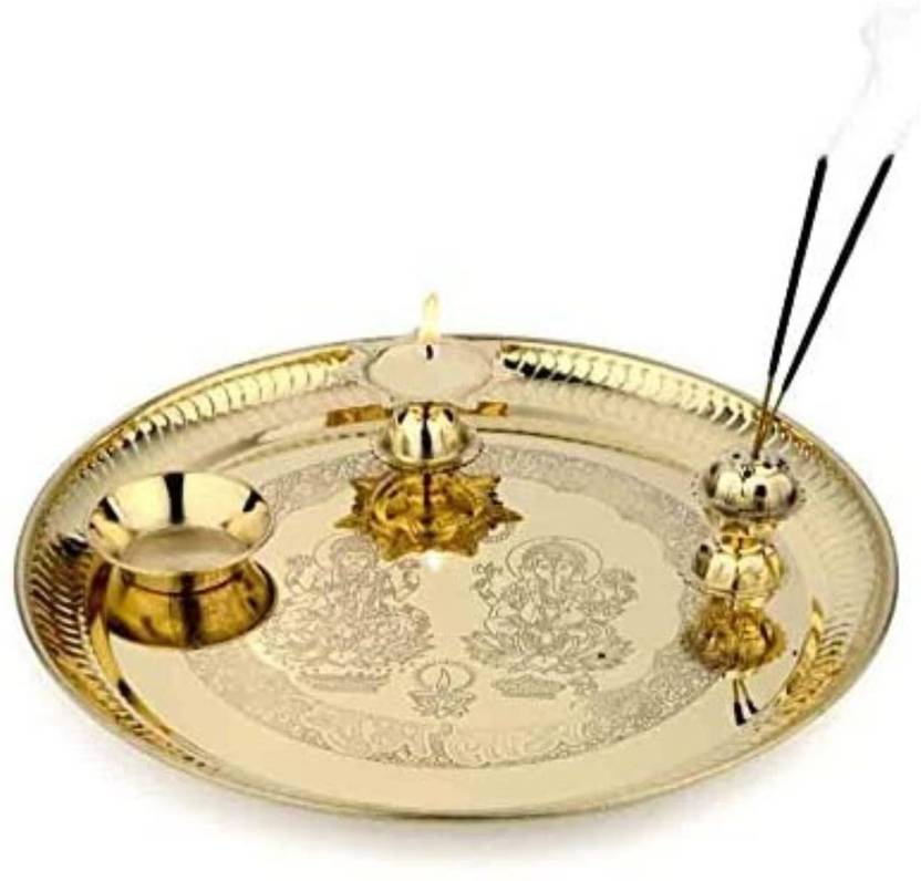 FS Brass Puja Aarti Thali, Pooja Thali Home Decoration Mandir Temple Accessory Brass Price in