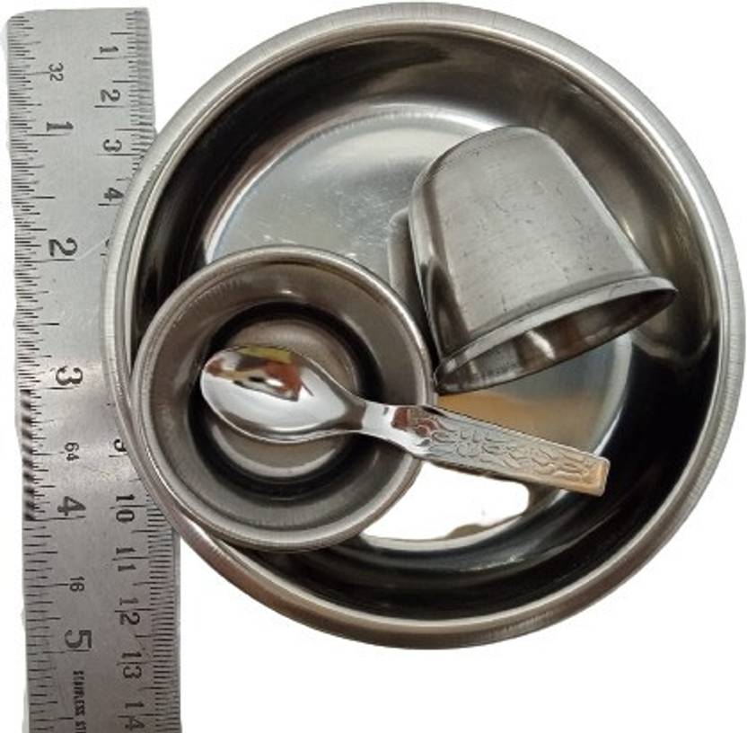 Kanha Bhog Thali for Bal Gopal ji with Spoon, Bowl and Glass / Laddu ji