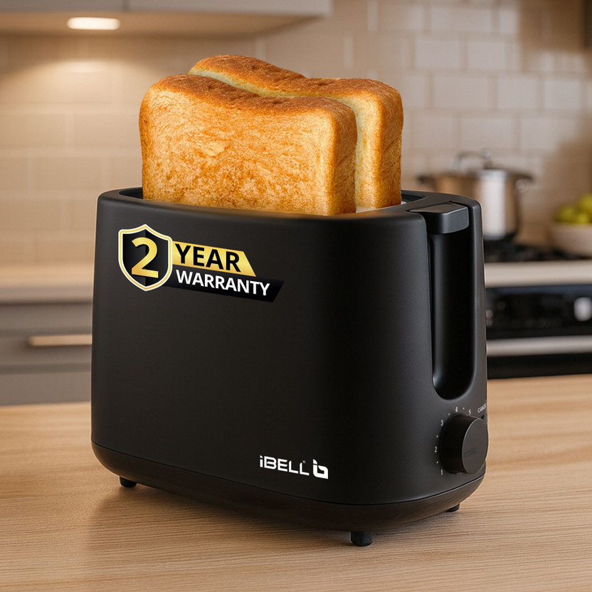 iBELL CrustoF20 Auto Pop-up Bread Toaster- 7 Levels Browning Controller,Auto Shut-off, 750 W Pop Up Toaster(Black)