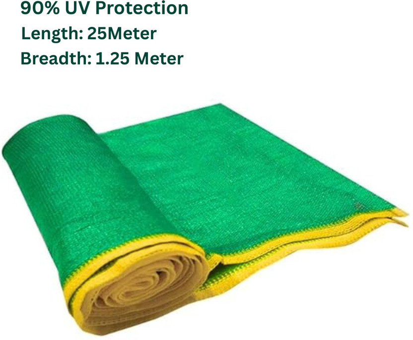 Netonic 90% UV Protection Garden Shade Net Terrace Balcony Greenhouse (1.25 x 25 M) Portable Green House(Green)