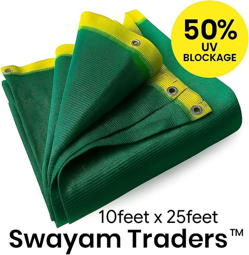 Swayam Traders 10*25 ft Green Net with eyelets for Agriculture, Gardening with 50%UV Protection Portable Green House(Green)